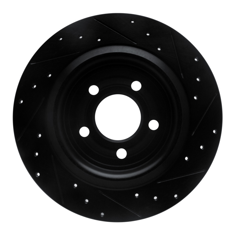 Ford Mustang Brake Rotor (1) - Rear Left - R1 Concepts - Drilled & Slotted - Black - `20-`25